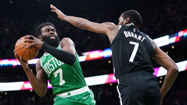 Boston Celtics wing Jaylen Brown, Brooklyn Nets forward Kevin Durant