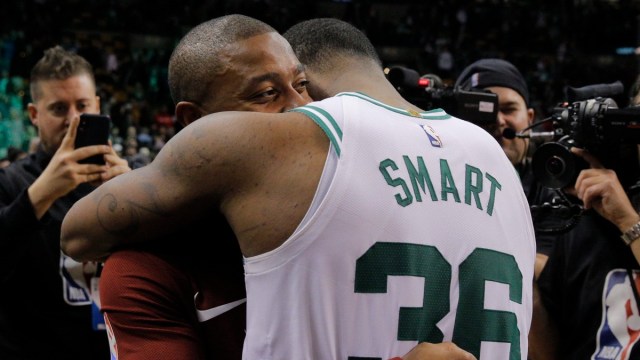 Boston Celtics guard Marcus Smart, free agent guard Isaiah Thomas