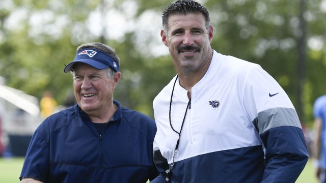 New England Patriots head coach Bill Belichick, Tennessee Titans head coach Mike Vrabel