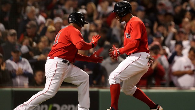 Boston Red Sox third baseman Rafael Devers, shortstop Xander Bogaerts