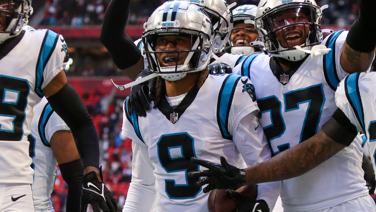 Stephon Gilmore makes an interception in Panthers debut