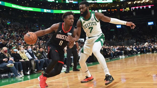 Boston Celtics guard Jaylen Brown, Houston Rockets forward Jae'Sean Tate