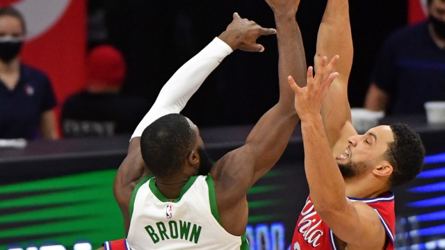Boston Celtics forward Jaylen Brown, Philadelphia 76ers forward Ben Simmons