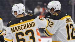 Boston Bruins wingers Brad Marchand and Craig Smith
