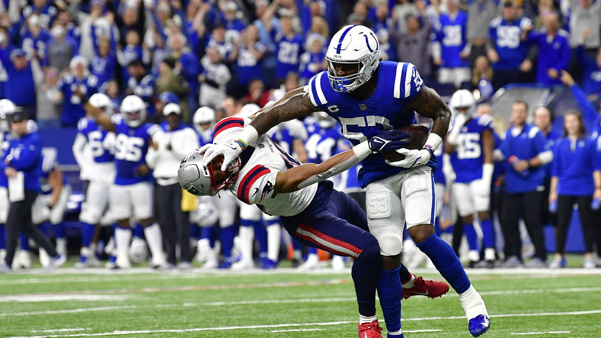 Watch Darius Leonard Stiff Arm Patriots' Jakobi Meyers Into Next Week