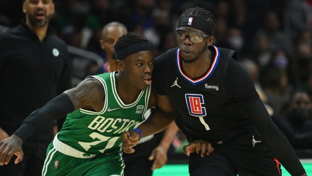 Boston Celtics guard Dennis Schroder, Los Angeles Clippers guard Reggie Jackson