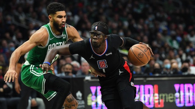Boston Celtics forward Jayson Tatum, Los Angeles Clippers guard Reggie Jackson