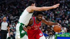 Philadelphia 76ers center Joel Embiid, Boston Celtics center Enes Freedom