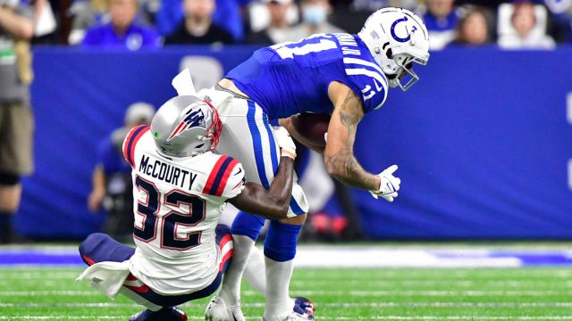 New England Patriots free safety Devin McCourty, Indianapolis Colts wide receiver Michael Pittman