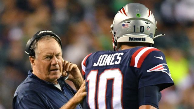 New England Patriots head coach Bill Belichick and quarterback Mac Jones