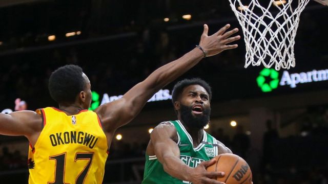 Boston Celtics guard Jaylen Brown, Atlanta Hawks forward Onyeka Okongwu