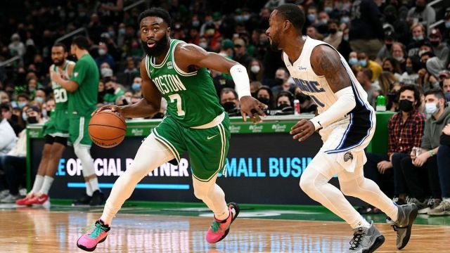 Boston Celtics wing Jaylen Brown, Orlando Magic's Terrence Ross