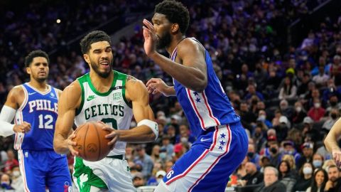 Boston Celtics forward Jayson Tatum, Philadelphia 76ers Joel Embiid