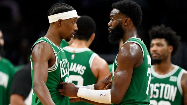 Boston Celtics forwards Josh Richardson, Jaylen Brown