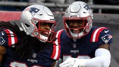 New England Patriots safety Kyle Dugger and free safety Devin McCourty