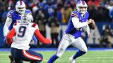 New England Patriots linebacker Matthew Judon and Buffalo Bills quarterback Josh Allen