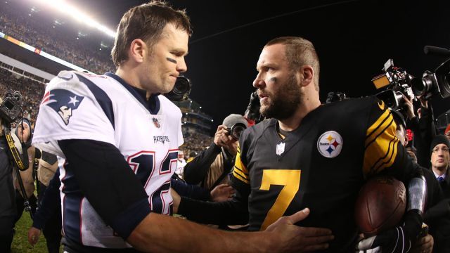 Former Pittsburgh Steelers quarterback Ben Roethlisberger and former New England Patriots quarterback Tom Brady