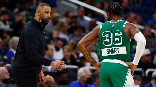 Boston Celtics head coach Ime Udoka, guard Marcus Smart