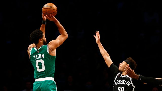 Boston Celtics forward Jayson Tatum and Brooklyn Nets guard Seth Curry