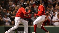 Boston Red Sox infielders Rafael Devers and Xander Bogaerts