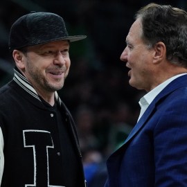 Actor Donnie Wahlberg (left) and Boston Celtics co-owner Stephen Pagliuca