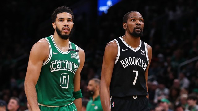 Brooklyn Nets forward Kevin Durant and Boston Celtics forward Jayson Tatum