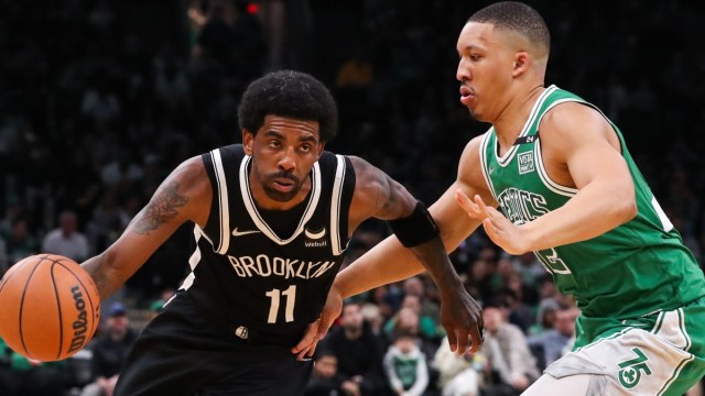 Brooklyn Nets guard Kyrie Irving and Boston Celtics forward Grant Williams