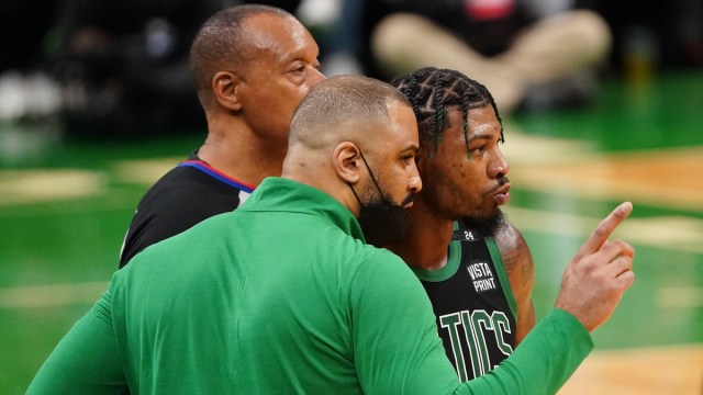 Boston Celtics coach Ime Udoka and guard Marcus Smart