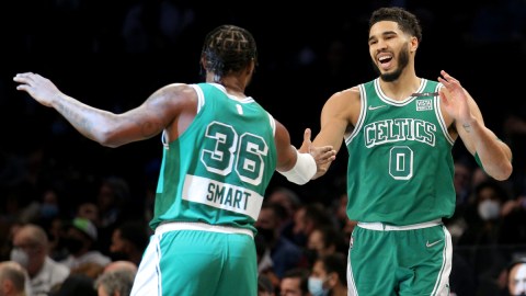 Boston Celtics guard Marcus Smart and forward Jayson Tatum