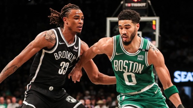 Boston Celtics forward Jayson Tatum, Brooklyn Nets center Nic Claxton