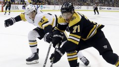 Boston Bruins winger Taylor Hall, Pittsburgh Penguins defenseman John Marino