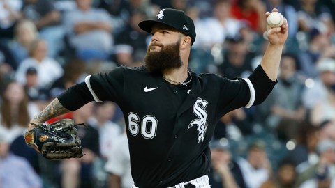 Chicago White Sox pitcher Dallas Keuchel delivers a pitch against the Boston Red Sox
