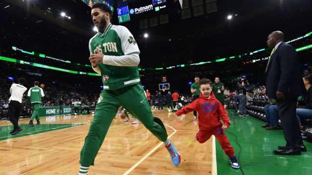 Boston Celtics forward Jayson Tatum and son Deuce