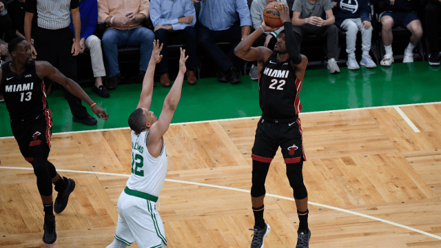 Boston Celtics forward Grant Williams and Miami Heat guard Jimmy Butler