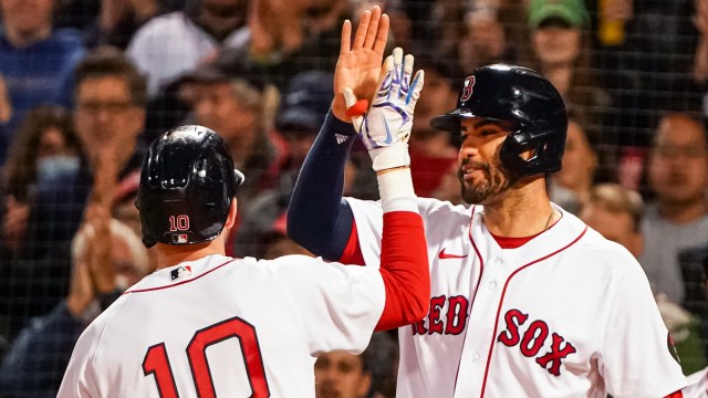 Boston Red Sox designated hitter J.D. Martinez and second baseman Trevor Story