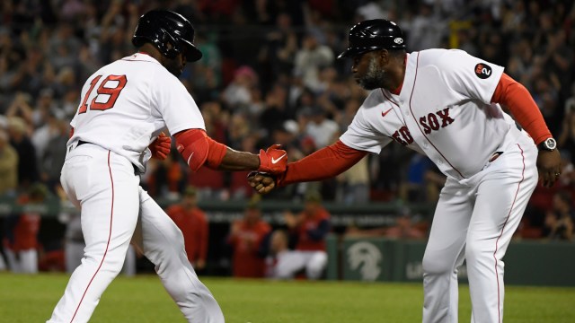 Red Sox outfielder Jackie Bradley Jr. celebrates after hitting a home run
