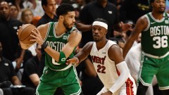 Boston Celtics forward Jayson Tatum, Miami Heat forward Jimmy Butler
