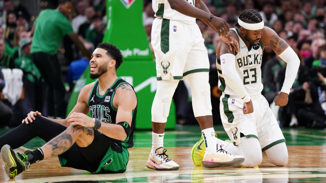 Boston Celtics forward Jayson Tatum and Milwaukee Bucks guard Wesley Matthews