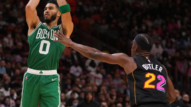 Boston Celtics forward Jayson Tatum and Miami Heat guard Jimmy Butler