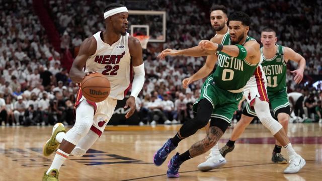 Miami Heat forward Jimmy Butler, Boston Celtics forward Jayson Tatum