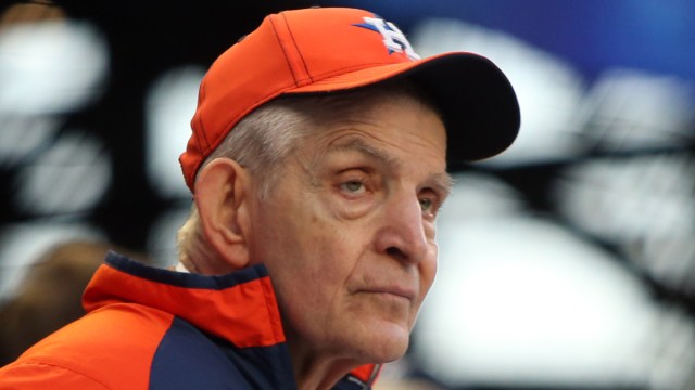 Furniture store owner "Mattress Mack" at a Houston Astros game