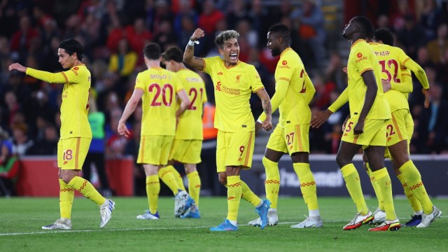 Liverpool forward Roberto Firmino celebrates his goal vs. Southampton