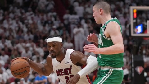 Boston Celtics guard Payton Pritchard, Miami Heat forward Jimmy Butler
