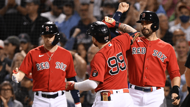 Boston Red Sox outfielder Alex Verdugo and designated hitter J.D. Martinez