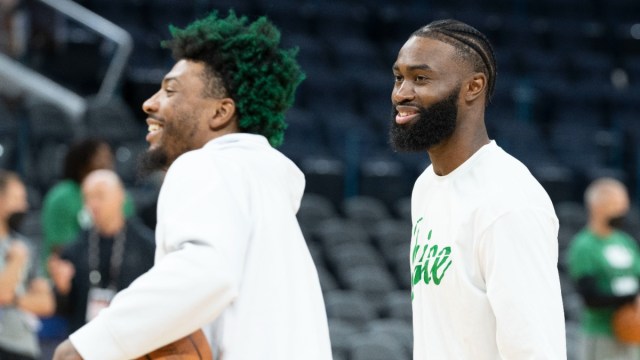 Boston Celtics guard Marcus Smart, Jaylen Brown
