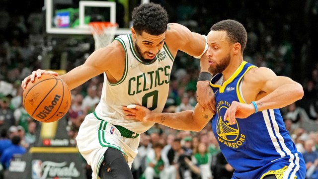 Boston Celtics forward Jayson Tatum and Golden State Warriors guard Steph Curry
