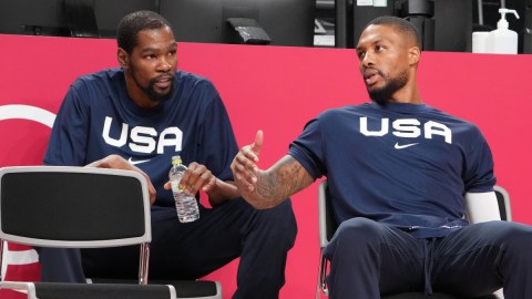 Team USA players Kevin Durant and Damian Lillard