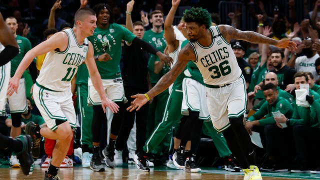 Boston Celtics guards Marcus Smart and Payton Pritchard