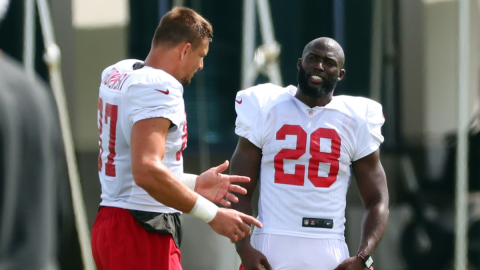 Former NFL tight end Rob Gronkowski and Tampa Bay Buccaneers running back Leonard Fournette
