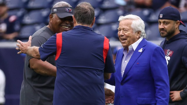 New England Patriots coach Bill Belichick and former Houston Texans coach Romeo Crennel